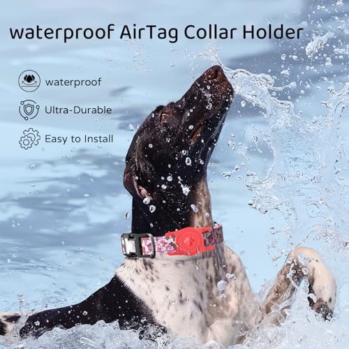 IP68 Waterproof AirTag Holder for Dog Collar (Red)
