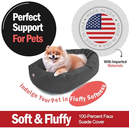 Suede Shredded Memory Foam Mix Calming Dog Bed Washable (Gray)