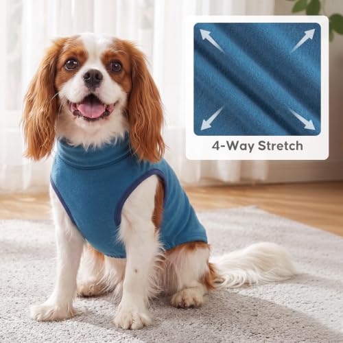 2Pack Dog Sweater for Small Dogs Soft Pet Coats Fleece Sweatshirt (Large (12-18lbs) / 2# Stripe+Navyblue)