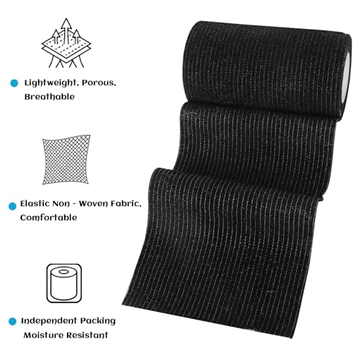 6 Rolls Elastic Self Adhesive Bandage Wrap 4 Inch (4 Inch-6 Count Black)