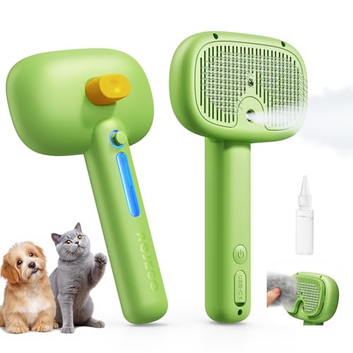 3-in-1 Pet Steam Brush,Spray Hair Removal Detangling Comb,Green (Green)