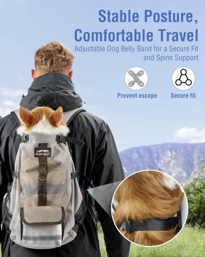 Dog Backpack Carrier for Small and Medium Dogs with Detachable Waist Bag（M） (13.3"L x 9.4"W x 24.4"H)