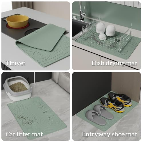 Galaxy Pet Feeding Mat (18.9"L x 11.8"W / Sage Green)