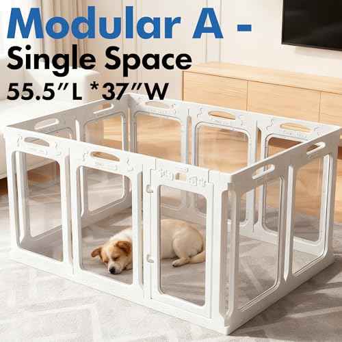 Clear Acrylic Dog Playpen Indoor (White / 30" Height)