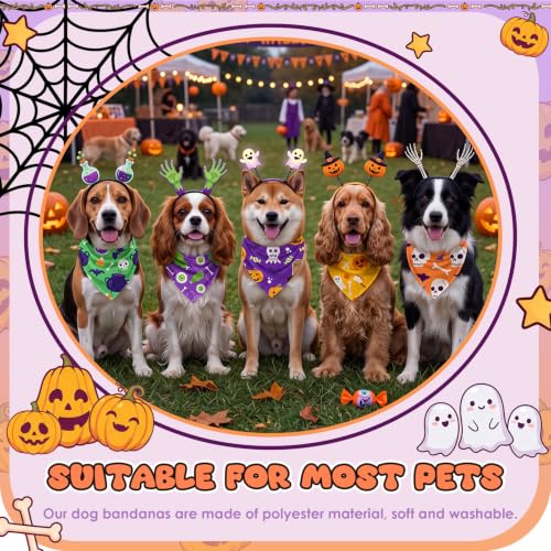 50 Pcs Halloween Dog Bandanas Bulk (25.6 x 17.7 x 17.7 Inch / Halloween)