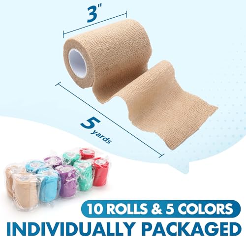10 Rolls Self Adhesive Vet Wrap (3 Inch x 5 yards)