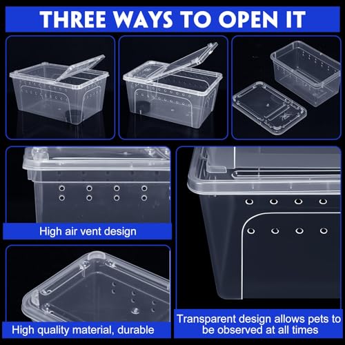 8 Pcs Reptile Breeding Box (Vent Holes / Clear / 12.6 x 8.66 x 5.91 Inches)
