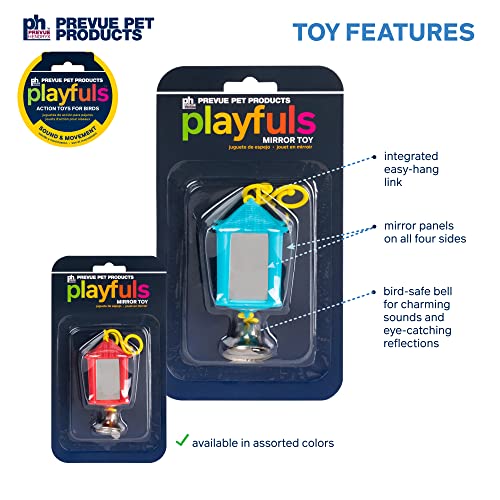 Prevue Hendryx Sound & Movement Birdie Basics Lantern Mirror Bird Toy 60420 (5 x 1.5")