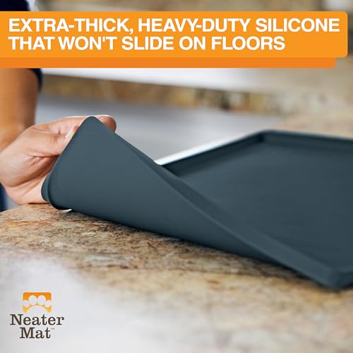Neater Mat Pet Mats for Food and Water (16"L x 10"W / Slate Blue)