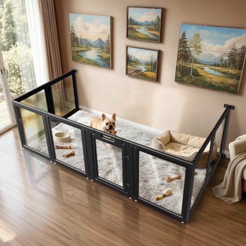 AuraSpace Acrylic Dog Playpen with Fence (Black / 30"H)