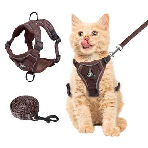 cat Chest Harness and Leash (Brown / S:3.3-6.6lb)
