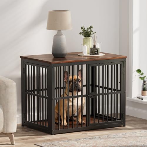 33'' Dog Crate Furniture with 3 Doors for Small to Medium Dogs (Walnut / 33.1"L x 22.1"W x 26.0"H)