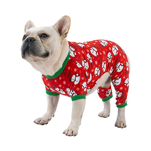 Dog Christmas Pajamas Puppy Onesies Small Dogs Soft Pjs Coat Cat Apparel Comfy Pet Clothes Outfit Doggie Bodysuit (Large / Xmas136)