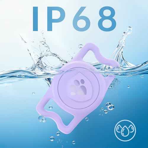 IP68 Waterproof AirTag Holder for Dog Collar (Black&Purple)