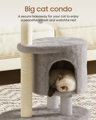 Cat Tree 34.3 Inches Cat Tower with Scratching Post (Gray)