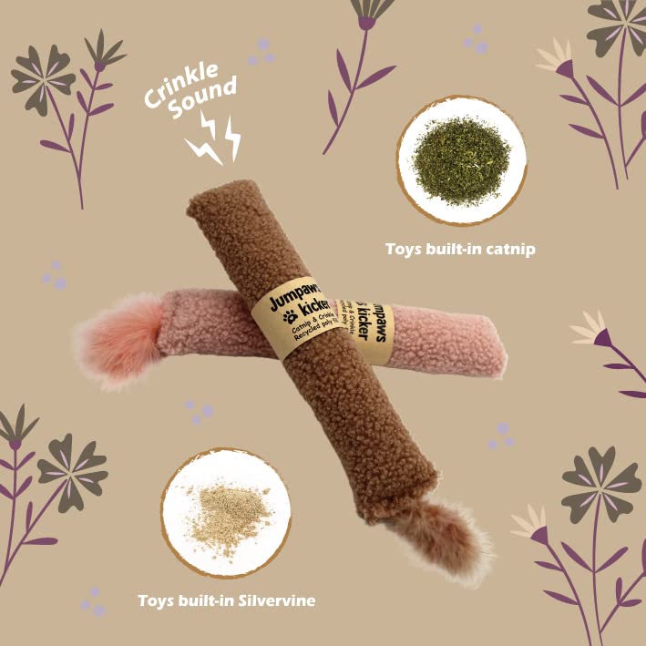 2 Pack Natural Interactive Catnip & Silvervine Cat Kicker with Tail