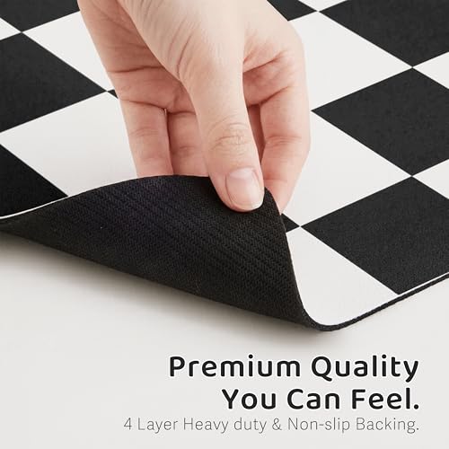 Checkered Dog Feeding Mat (24"L x 16"W / Black)
