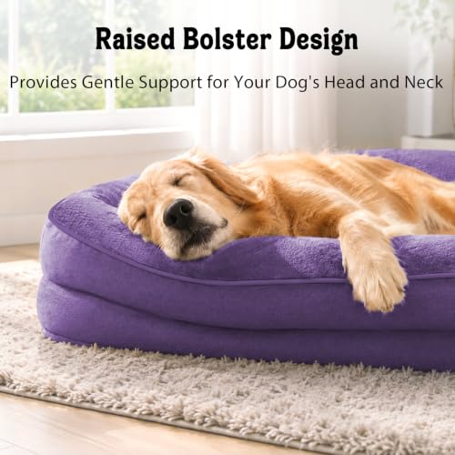 Orthopedic Washable XXL Dog Bed for Extra Large Dogs (Deep Purple / 45"L x 35"W x 7.5"Th)