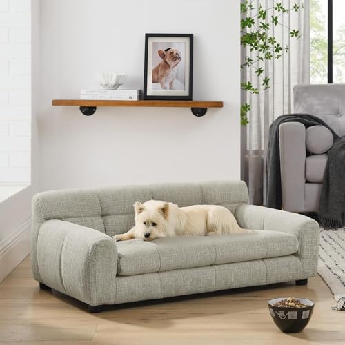 Dog Couch Bed (38 inch / Beige Linen)