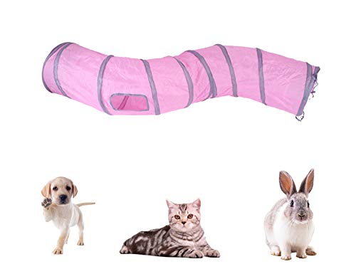Cat Tunnel Toys for Indoor Cats Kittens Rabbits (47" (Shape S) / Pink)