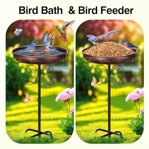 35In Metal Bird Bath for Outside (Antique Bronze)