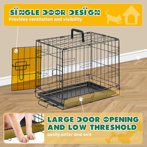Small Dog Crate 18 Inch Foldable Single Door Dog Cage Pet Kennel (18.0"L x 12.0"W x 14.0"H)