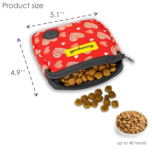 Dog Treat Pouch for Pet Walking and Training with Clicker Poop Bags Small Fanny Zipper Pack Holder for Puppy Snack Dispenser Kit for Leash and Outdoor Use (One Bag / b5.Valentine1)
