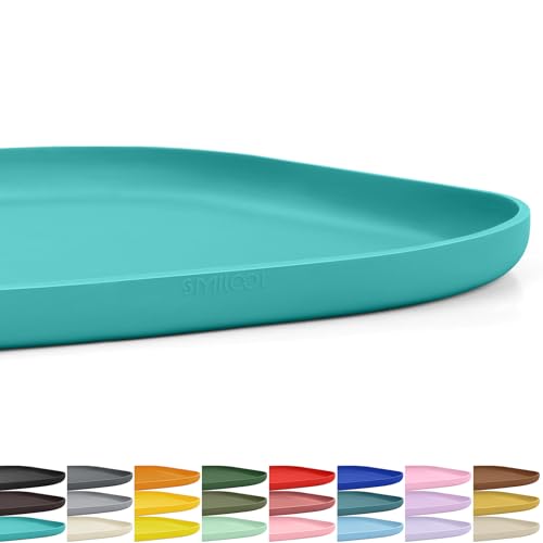 Waterproof Silicone Pet Food Mat with Raised Edge for Dog & Cat (Dark Turquoise / 12"L x 12"W)