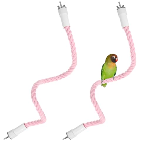 2 Pack Rope Perches for Bird Cages (Pink / 23.6 in)