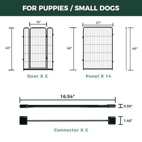 Homeplus Indoor Dog Playpen with Divider Connectors (Black / 40"H)