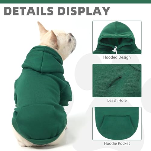 Dog Hoodie for Large Medium Small Dogs (Deep Green / Small)