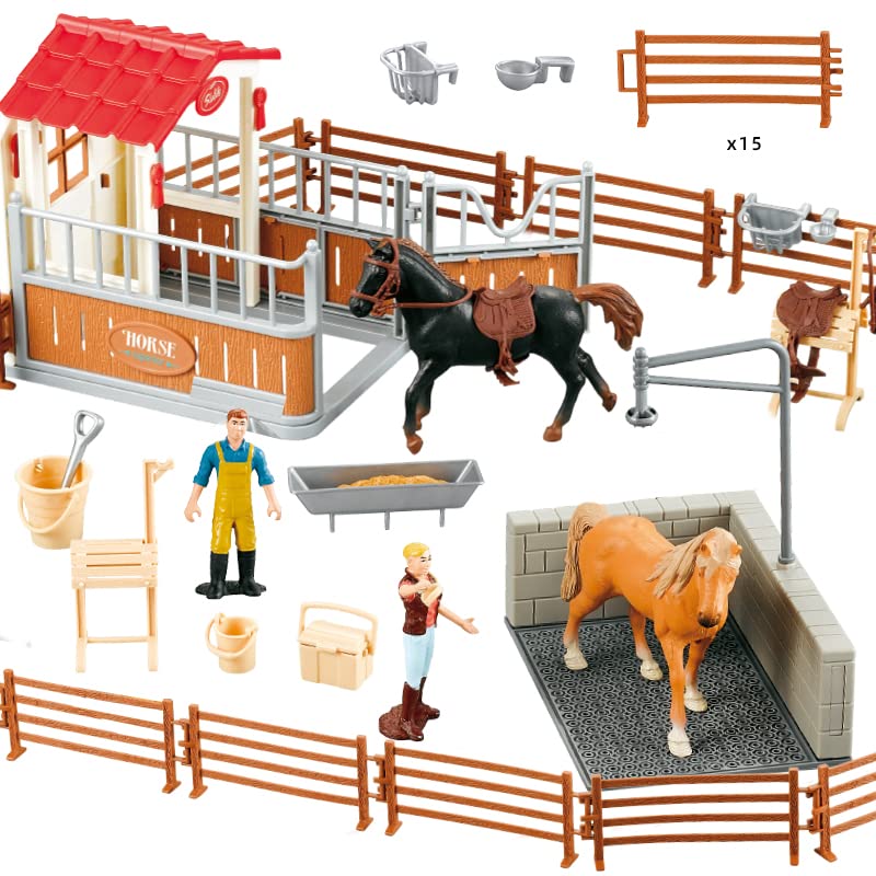 Peagrav Horse Stable Playset with Rider (Horse / Playset)