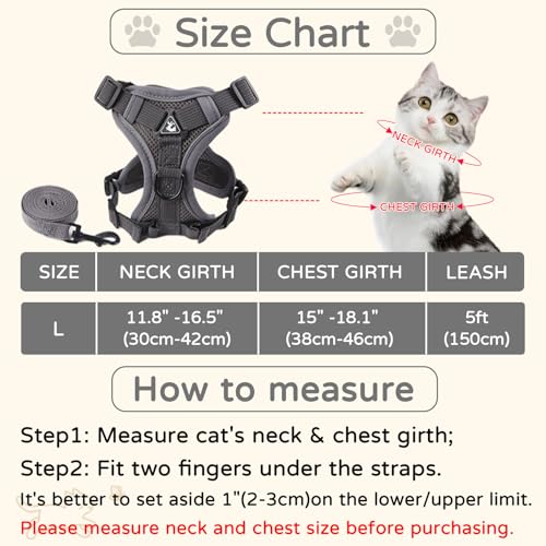 Cat Harness and Leash Set (Gray / L)