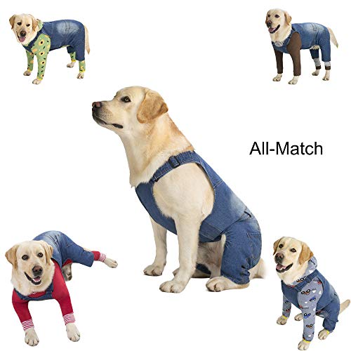 Classic Dog Jeans Overall for Medium Large Dogs (38(Chest 44.88'') / Blue)