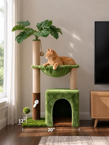 38'' Cat Tree Tower with Scratching Posts Cat Condo Green (Brown / 38‘’)