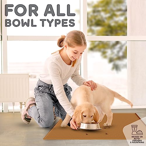 Dog Food Mat 24x15 Raised Edges Dogs Mat for Food and Water Prevent Spill (24"L x 15"W / Paprika)