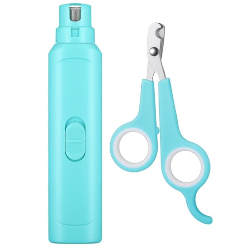 2 Pcs Bird Nail Grinder with Clipper Bird Nail Trimmer File Pet Grooming Tool for Parrot Budgerigars Parakeets Myna Conure Finches Lovebirds (Cyan Blue)