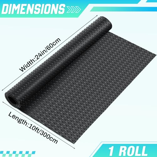 24 in X 10 ft Rubber Diamond Plate Garage Floor Mat (Diamond Plate / 24 in x 10 ft / Black)