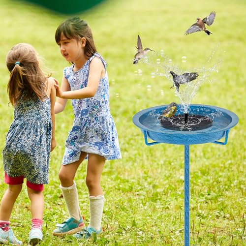Bird Bath for Outside (Retro Blue)