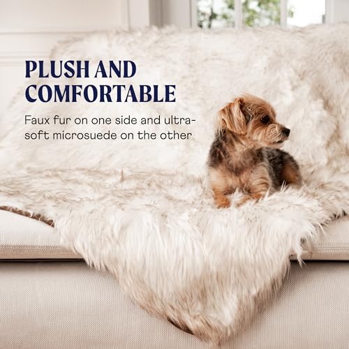 PupProtector Waterproof Throw Blanket (White With Brown Accents / Original (60" L x 50" W))