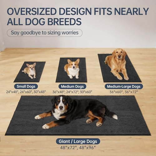 Dog Door Mat for Muddy Paws (60"x24" / Dark Grey)