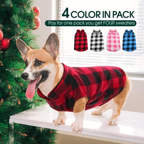 4 Pack Dog Fleece Vest (Zing Colorful Plaid / Large (Chest Girth: 20.9'' ))