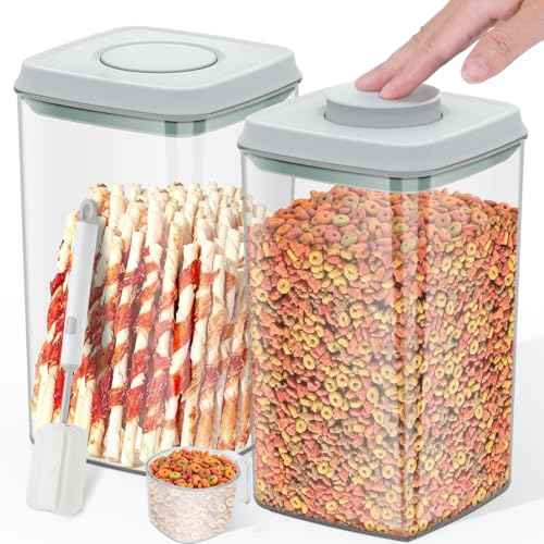 4.2Qt 2Pack Airtight Dog Cat Food Storage Container and Dog Treat Containers BPA (Grey（4.2Qt-2Pack))