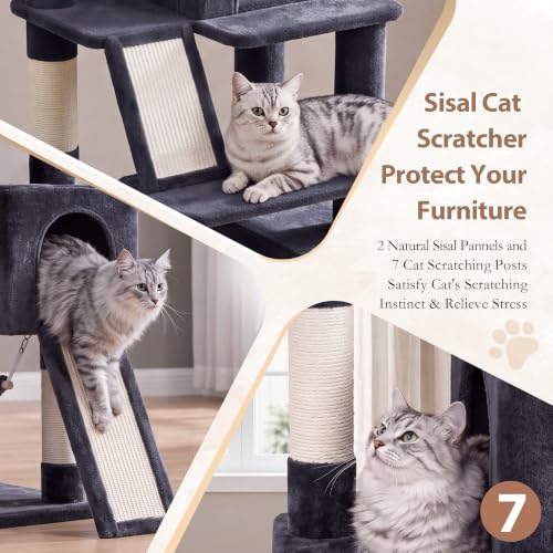 Cat Tree 71'' Tower for Large Cat with Scratching Post (71 inches / Smoky gray)