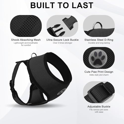 Small Dog Harness (S (NECK: 12", CHEST: 14"-18") / Black)