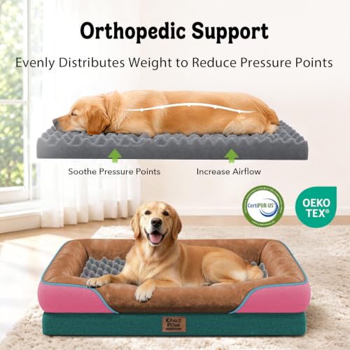 Waterproof Orthopedic XL Dog Bed for Large and Extra Large Dogs (Brown Mint / 42"L x 30"W x 7.5"Th)