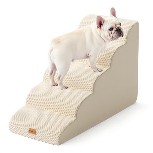 Dog Stairs for Small Dogs 22.8" H (Beige / Curved 15.7"x33"x22.8")