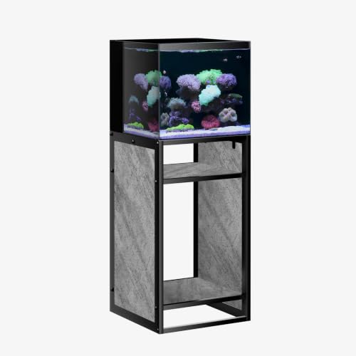 Metal Aquarium Cabinet 20 Gallon Fish Tank Stand (Marble Gray / W17.7 x D17.7 x H31.5 in(45X45X80cm))