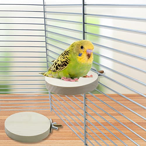2Pcs Wooden Bird Perch Platform for Small Parrot Cage Stand