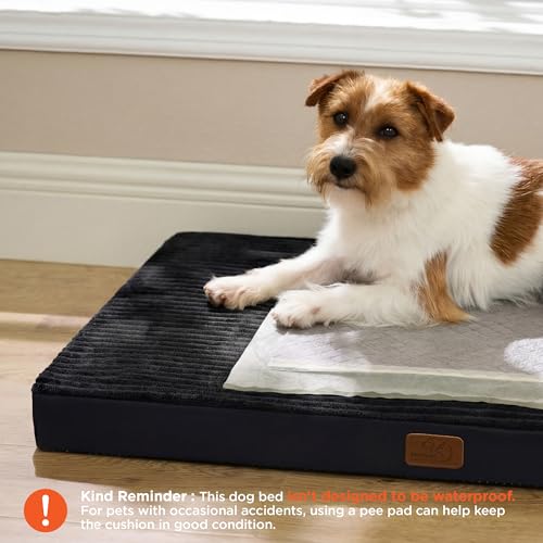 ComfyFleece Dog Bed Medium Size Dog with Washable Cover (29x18x2.8 / Black)